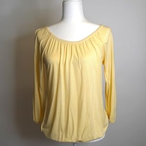 Ann Taylor Yellow & White Striped Peasant-style Jersey Shirt, Size S (NWOT)